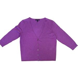 Eileen Fisher Purple Organic Cotton Cashmere Twinset – Cardigan XS + Tank S